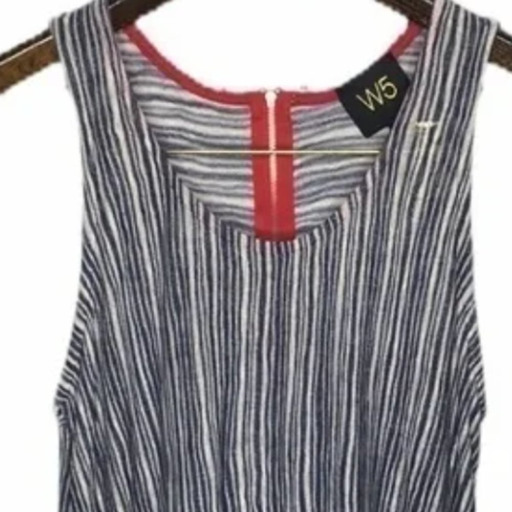 ANTHROPOLOGIE W5 red zipper striped tank top size Large